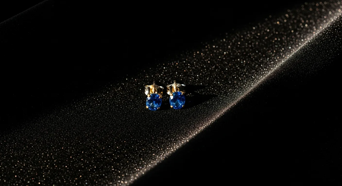 Boucles d'oreilles en saphir bleu royal présentées sur velours noir