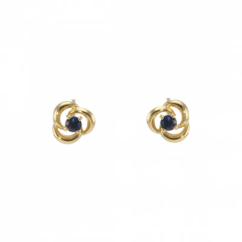 Boucles d oreilles Or  Jaune Saphir 2mm