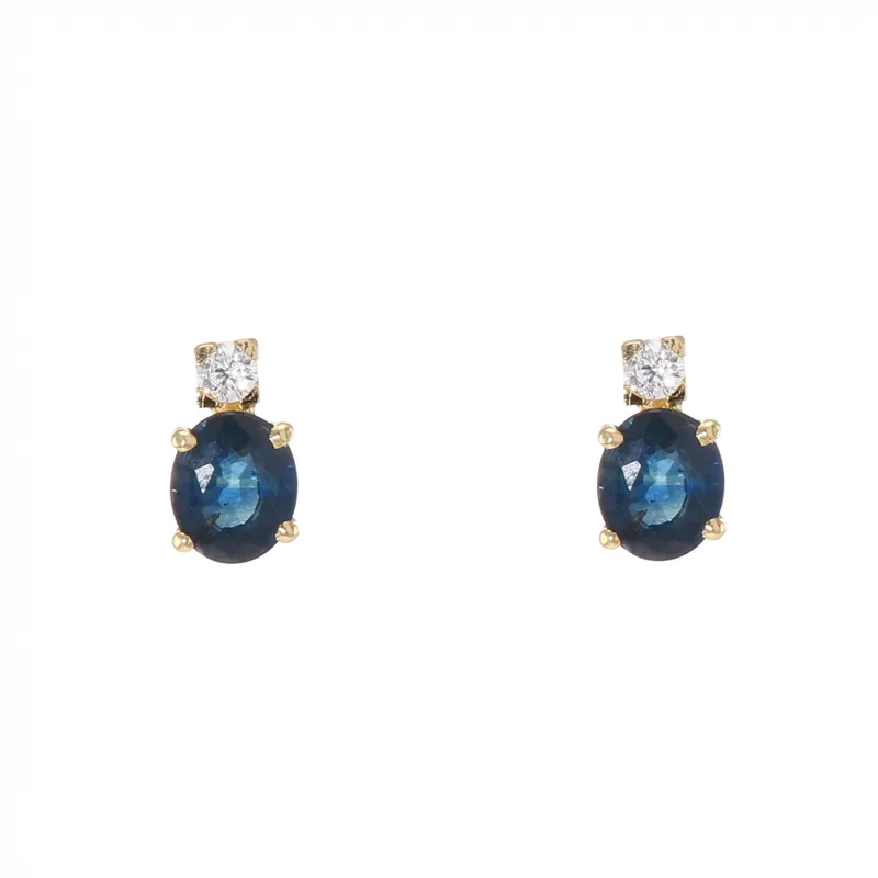 Boucles d oreilles Or Saphir 5x4mm et oxyde de zirconium